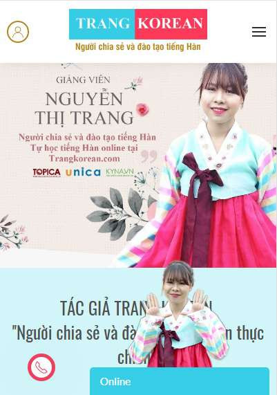 alt text: Hình ảnh giao diện website Trangkorean.com